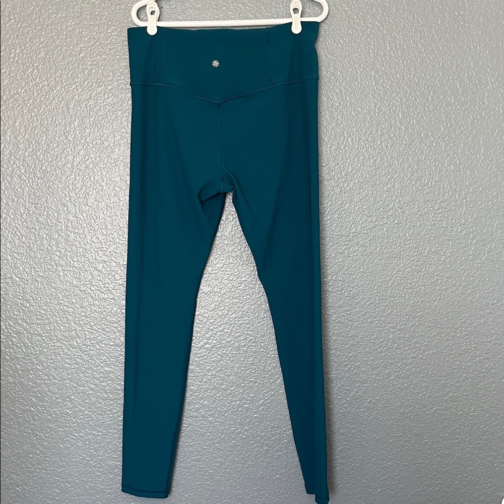 Athleta Elation ribbed tight Teal High-Waisted Leggings size xl - Picture 2 of 11